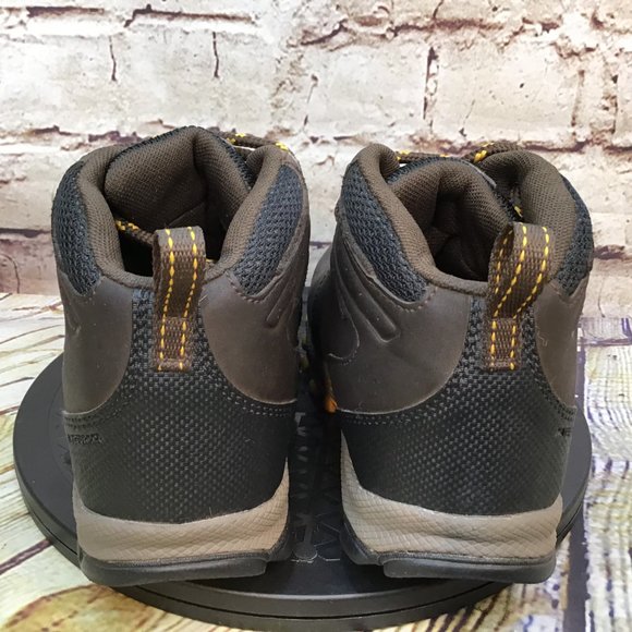 Columbia Kids Brown Leather High Top Waterproof Hiking Boots Wide Fit 2 W Youth - Picture 3 of 8